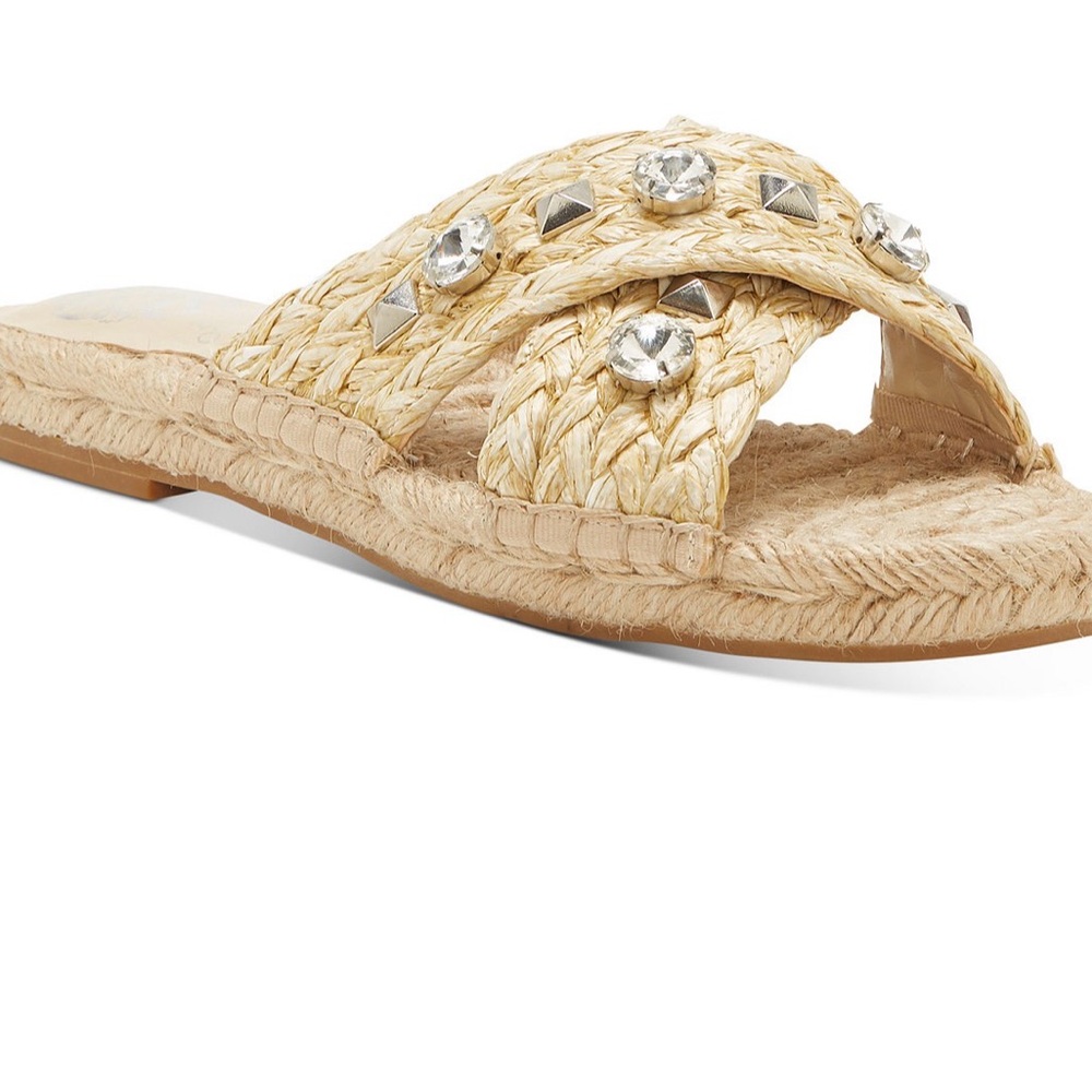 Vince Camuto Women's Jermindi Embellished Raffia Slide Sandals